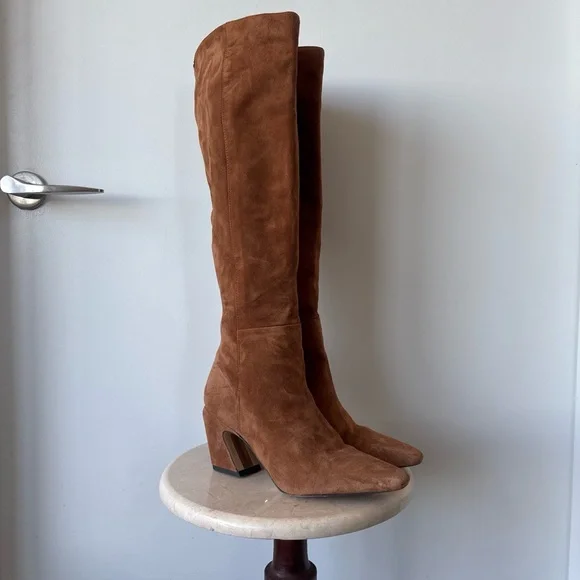 Sam Edelman cognac suede knee-high boots - Picture 2 of 8